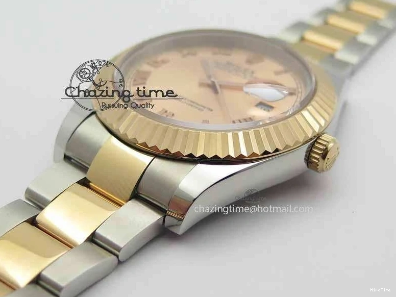MiroTime 1218 Sleek DateJust II 41mm SS RG BP Maker Best Edition RG Roman Dial On SS RG Bracelet SA 3711